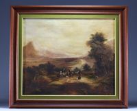 David COX (1783-1859) ‘Animated landscape’ Early 19th century oil on canvas, signed (some restorations)