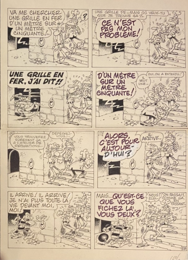 Paul DELIÈGE (1931-2005) ‘Bobo’ Original India ink drawing, pre-retirement story, page 6, Spirou 2544, 42 x 29.5 cm.