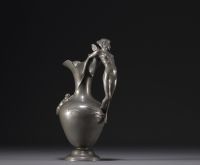 AKERMAN - Pewter jug vase with elf and baby design, circa 1900.