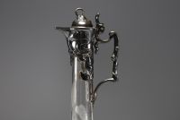 WMF Geislingen - Art Nouveau glass decanter, silver-plated metal frame, circa 1900-1905.