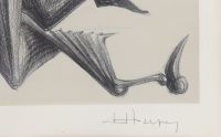 Lithograph depicting a dragon, monogrammed FH. numbered 84/300 and unidentified signature.