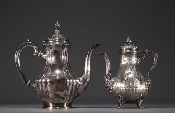 Set of two solid silver coffee pots, hallmarked 800.