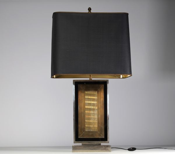 Roger VANHEVEL (20th century) Brass mood lamp, engraved at the tip, circa 1970.