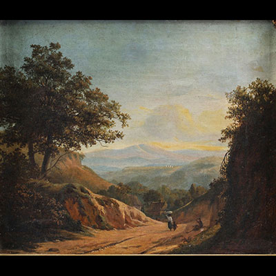 ‘The Road’, country scene, oil on canvas, 19th century.