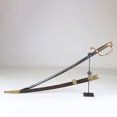 French saber, Manufacture Royale de Klingenthal, leather scabbard, 1822