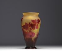 Émile GALLÉ (1846-1904) Acid-etched multi-layered glass vase with abutilon design, signed.
