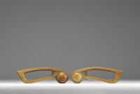 Léon SNEYERS (1877-1949) Two pairs of bronze door handles.