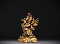 Chine - Tibet - Mahachakra Vajrapani, divinité en bronze doré.