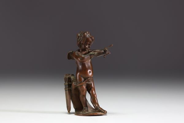 Laurent DELVAUX (1696-1778) attr. to - ‘Le Chérubin et son arc’ Bronze miniature very finely worked, monogrammed ‘pn’ in pen under the piece, XVIIIth century