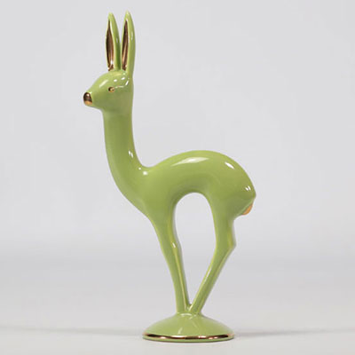 VILLEROY & BOCH Septfontaines, green and gold earthenware deer