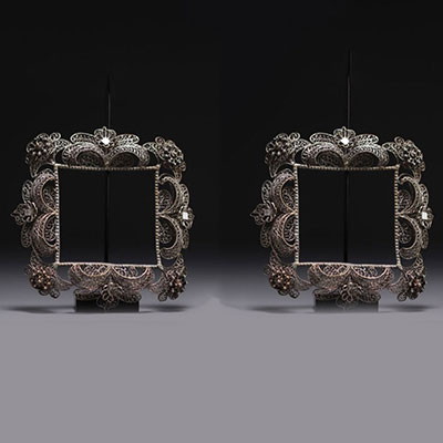 Pair of silver filigree frames, Russia, 18th century.