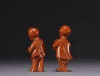 China - Couple of boxwood children, circa 1900/20.