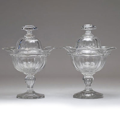 Pair of 19th century crystal covered bezels