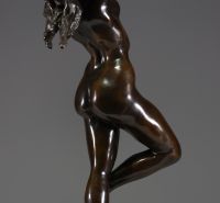 Jef LAMBEAUX (1852-1908) ‘La danseuse’ Bronze with shaded brown patina, signed on the base and foundry stamp ‘Usines Vojave à Bruxelles’.