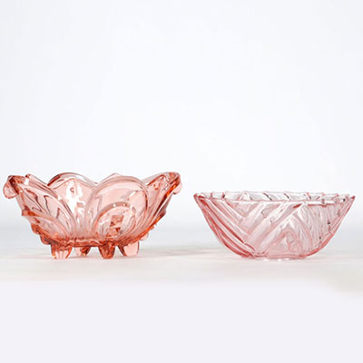 (2) Val Saint Lambert Luxval set of two bowls in red - Art Deco