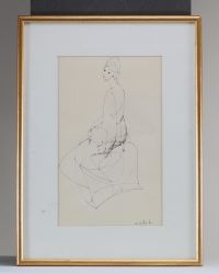 Marcel DELMOTTE (1901-1984) ‘Étude de femme’ Indian ink on paper, signed.