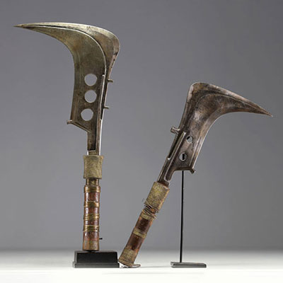 Africa, DRC - Set of two Mangbetu sickle knives.