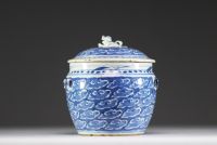 China - White and blue porcelain tureen with dragon decoration, 19th century.