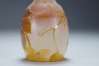 Théodore LEGRAS (1839-1916) Rare acid-etched multi-layered glass soliflore vase with vine design, circa 1900.