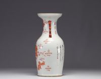 China - Porcelain vase decorated with iron-red Lions, 19th century.