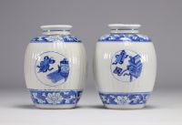 Pair of Kangxi period tonneau-covered vases