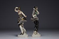 Gustav OPPEL (1891-1978) for Schwarzburger Werkstätten ‘Couple of dancers’ in porcelain representing Nijinsky Vaclav, circa 1915/16.