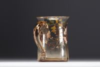 Cristallerie Émile GALLÉ - Small transparent enamelled cup with floral design