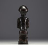 Africa DRC - Beautiful dark patina Songye statue, late XIXth.