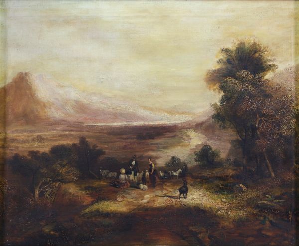 David COX (1783-1859) ‘Animated landscape’ Early 19th century oil on canvas, signed (some restorations)