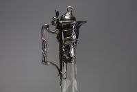 WMF Geislingen - Art Nouveau glass decanter, silver-plated metal frame, circa 1900-1905.