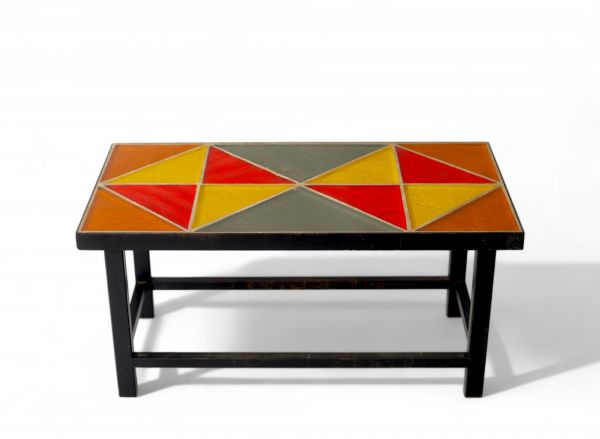 Jacques AVOINET and Jean Simon LABRET (20th century) Coffee table, cemented glass slab top, steel base.