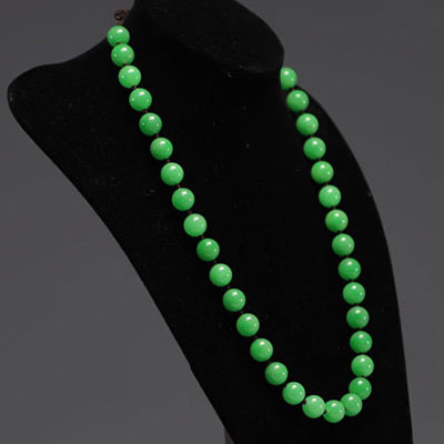 China - green jade pearl necklace.