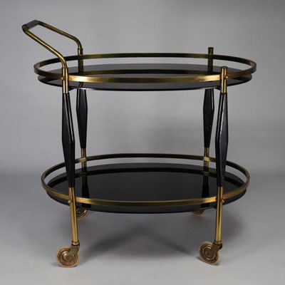 Black and gold sideboard with castors from Belgium from the 1960s