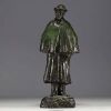 Bronze with green patina representing the Belgian poet Max Elskamp, illegible signature.