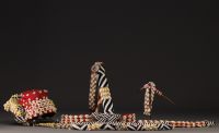 Kuba beaded headdress and attributes - Rep.Dem.Congo