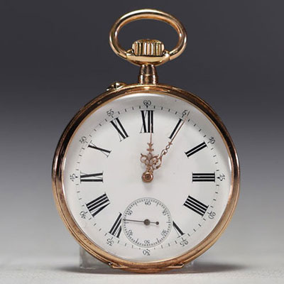 Pocket watch in 18k gold Anchor Spiral Breguet 15 jewels, total weight 67.6gr.