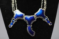 Philippe AIRAUD - Blue enamel and silver-plated metal necklace, signed.