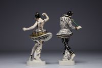 Gustav OPPEL (1891-1978) for Schwarzburger Werkstätten ‘Couple of dancers’ in porcelain representing Nijinsky Vaclav, circa 1915/16.