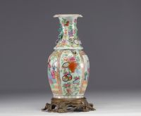 China - Canton porcelain vase mounted on bronze, 19th century.