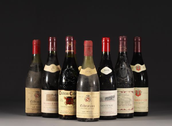 Lot de 10 bouteilles de divers vins de Bourgogne et de Châteauneuf du Pape.