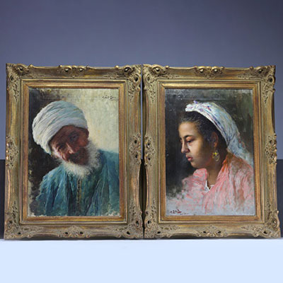 Michele LOFFREDO (1870-1961), Pair of Orientalist Portraits, oil on canvas signed and dated 1898.