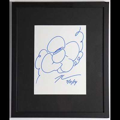 Jeff KOONS, Attributed to Nénuphar ”, 7/11/2014 Drawing in blue felt-tip pen on paper Signed and dated, unique work