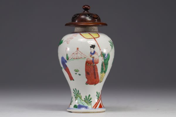 China, Doucai porcelain vase with figures, Ming period.