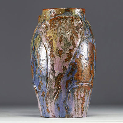 Francesco BENEDETTI (XXème) - Élève d'Arthur CRACO - Rare vase en grès émaillé, vers 1900-20.