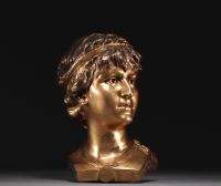 VERRYDEN Frères Gand - Bust of a young man in gilded bronze.