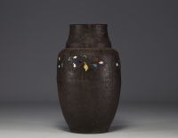 Asia - Iron and cloisonné enamel vase.