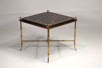 Maison BAGUÈS - Coffee table, lacquer top decorated with a Chinese landscape.