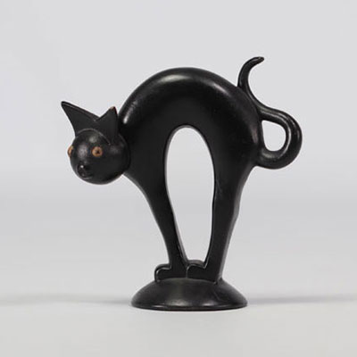 VILLEROY & BOCH Septfontaines sculpture en forme d'un chat noir en faïence