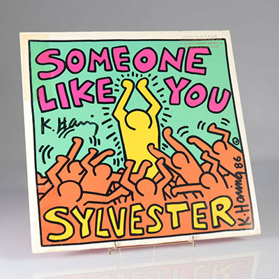 KEITH HARING - Someone Like You, 1986 Hand signed by Keith Haring in black marker on reverse side of silkscreen print on vinyl cover and vinyl record.