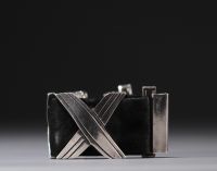 Hector AGUILAR (attributed to) - Modernist silver and leather bracelet.